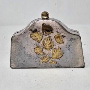 Vtg Volupte 1940s Portmanteau purse compact lipstick mirror money cigarette